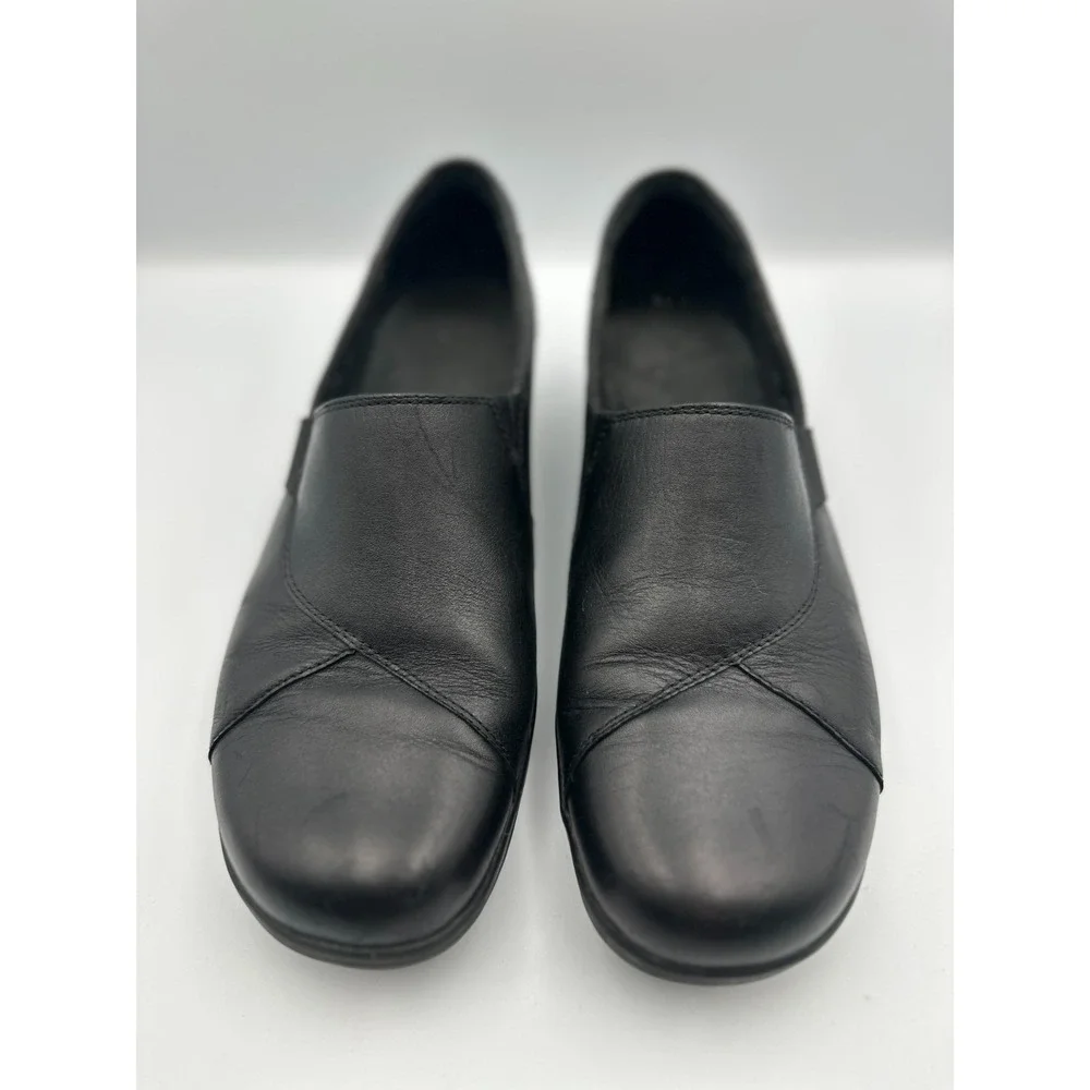 Clarks GRASP Black Leather Slip On Work Comfort Loafers Clogs Women's Size‎ 11 M